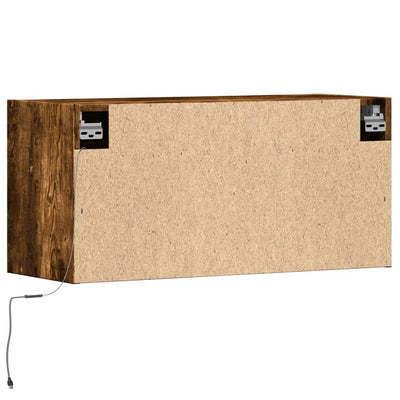 TV-seinäkaappi LED-valoilla savutammi 80x31x35 cm