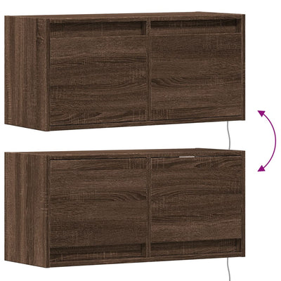 TV-seinäkaappi LED-valoilla ruskea tammi 80x31x35 cm