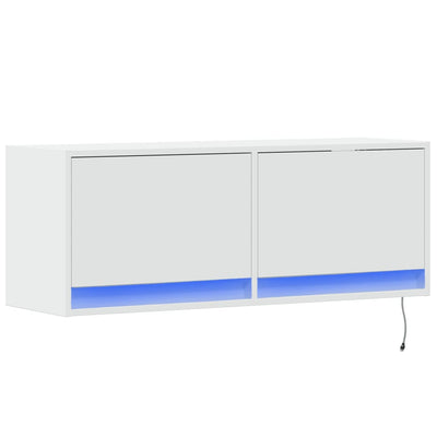 TV-seinäkaappi LED-valoilla valkoinen 100x31x35 cm