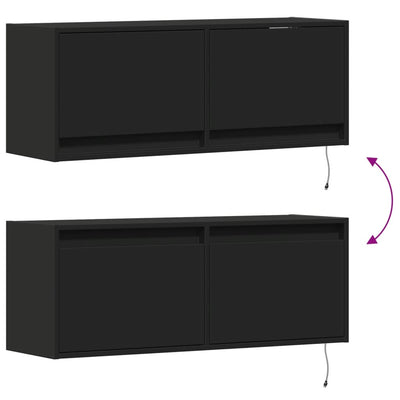 TV-seinäkaappi LED-valoilla musta 100x31x35 cm