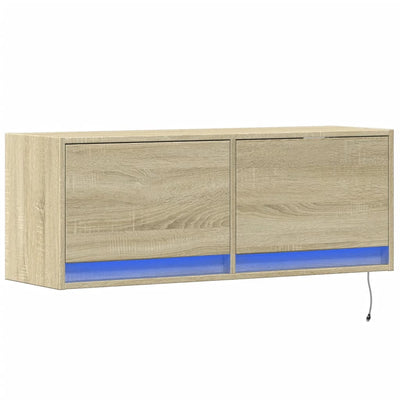 TV-seinäkaappi LED-valoilla Sonoma-tammi 100x31x35 cm