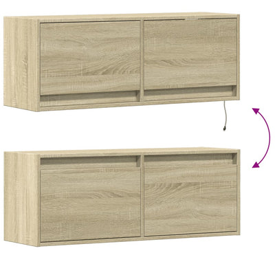 Sonoma-tammi tv-seinäkaappi Antinogel 100x31x35cm (led-valoilla)