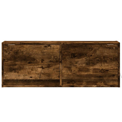TV-seinäkaappi LED-valoilla savutammi 100x31x35 cm
