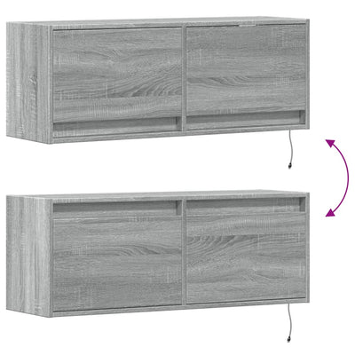 Harmaa tv-seinäkaappi Antinogel 100x31x35cm (led-valoilla sonoma)