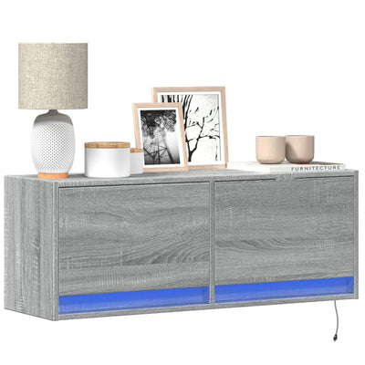 TV-seinäkaappi LED-valoilla harmaa Sonoma 100x31x35 cm