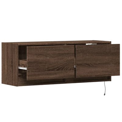 TV-seinäkaappi LED-valoilla ruskea tammi 100x31x35 cm
