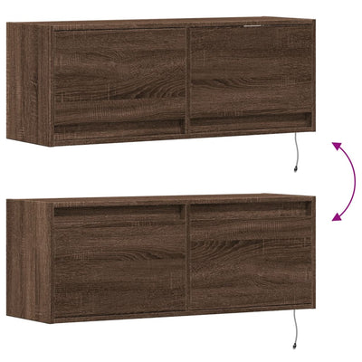 Ruskea tammi tv-seinäkaappi Antinogel 100x31x35cm (led-valoilla)