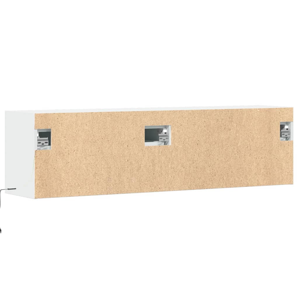 Valkoinen tv-seinäkaappi Antinogel 140x31x38cm (led-valoilla)