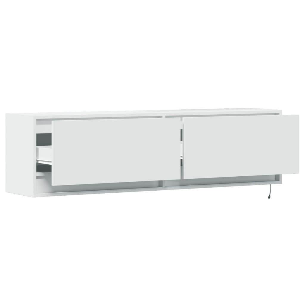 Valkoinen tv-seinäkaappi Antinogel 140x31x38cm (led-valoilla)