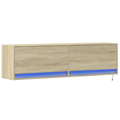 TV-seinäkaappi LED-valoilla Sonoma-tammi 140x31x38 cm