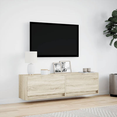 Sonoma-tammi tv-seinäkaappi Antinogel 140x31x38cm (led-valoilla)