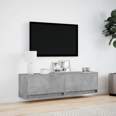 Betoninharmaa tv-seinäkaappi Antinogel 140x31x38cm (led-valoilla)
