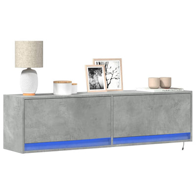 TV-seinäkaappi LED-valoilla betoninharmaa 140x31x38 cm