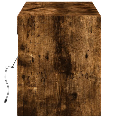TV-seinäkaappi LED-valoilla savutammi 140x31x38 cm