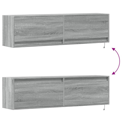 Harmaa tv-seinäkaappi Antinogel 140x31x38cm (led-valoilla sonoma)