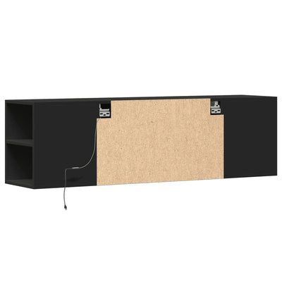 TV-seinäkaappi LED-valoilla musta 135x31x39,5 cm