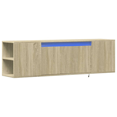 TV-seinäkaappi LED-valoilla Sonoma-tammi 135x31x39,5 cm