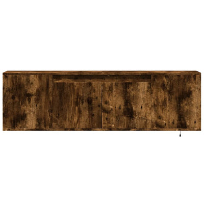 TV-seinäkaappi LED-valoilla savutammi 135x31x39,5 cm