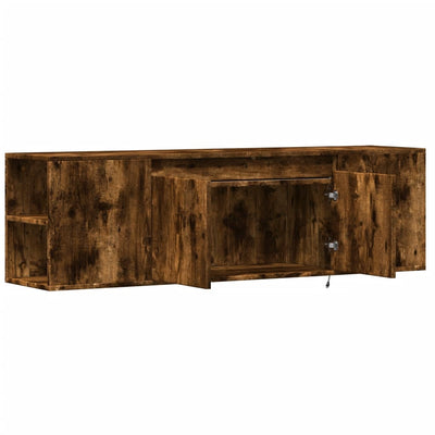 TV-seinäkaappi LED-valoilla savutammi 135x31x39,5 cm