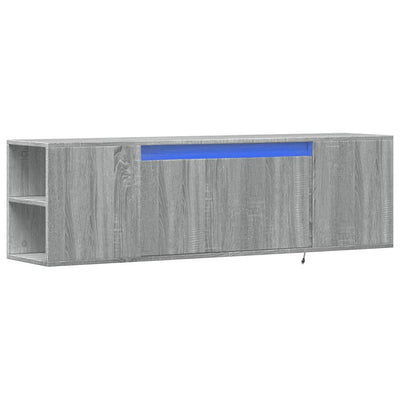 TV-seinäkaappi LED-valoilla harmaa Sonoma 135x31x39,5 cm