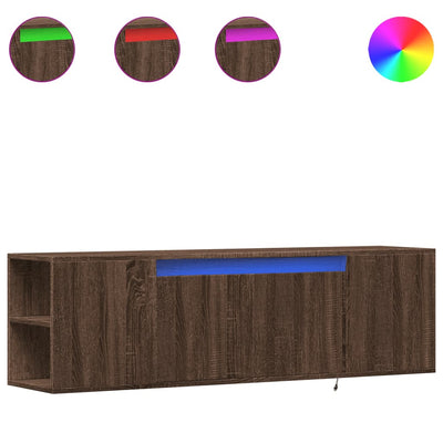TV-seinäkaappi LED-valoilla ruskea tammi 135x31x39,5 cm