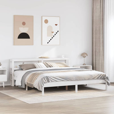 Sängynrunko ilman patjaa valkoinen 200x200 cm täysi mänty