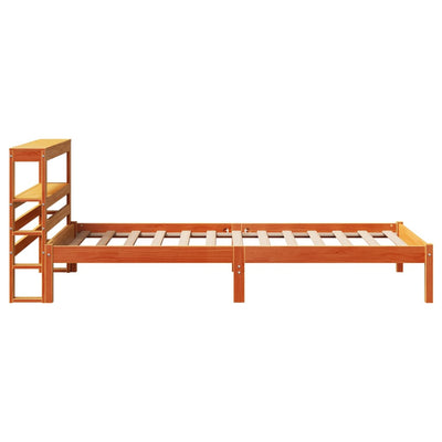 Sängynrunko päädyllä vaharuskea 75x190 cm täysi mänty