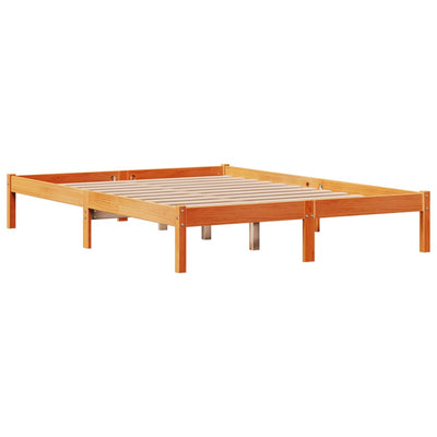 Sängynrunko päädyllä vahanruskea 120x200 cm täysi mänty