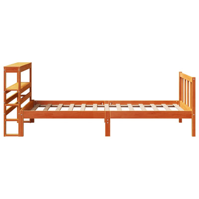 Sängynrunko päädyllä vaharuskea 75x190 cm täysi mänty