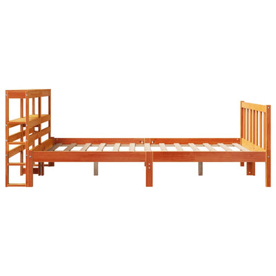 Sängynrunko päädyllä vahanruskea 135x190 cm täysi mänty