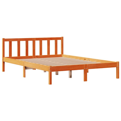 Sängynrunko päädyllä vahanruskea 135x190 cm täysi mänty