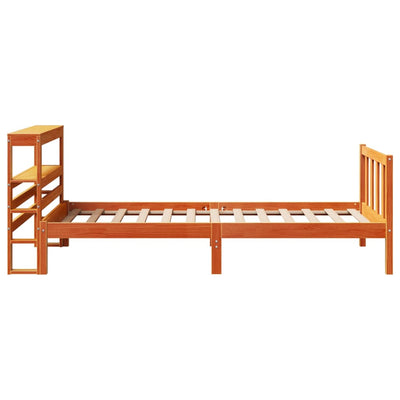 Sängynrunko päädyllä vahanruskea 90x200 cm täysi mänty