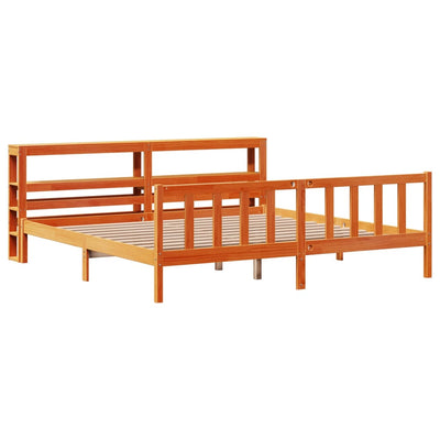 Sängynrunko päädyllä vahanruskea 200x200 cm täysi mänty
