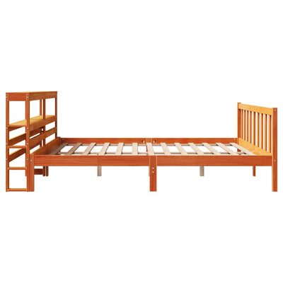 Sängynrunko päädyllä vahanruskea 200x200 cm täysi mänty