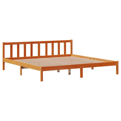 Sängynrunko päädyllä vahanruskea 200x200 cm täysi mänty