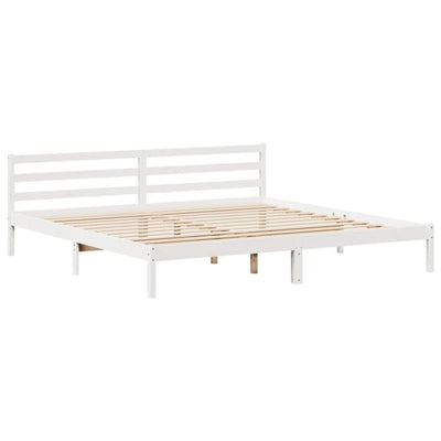 Sängynrunko ilman patjaa valkoinen 200x200 cm täysi mänty