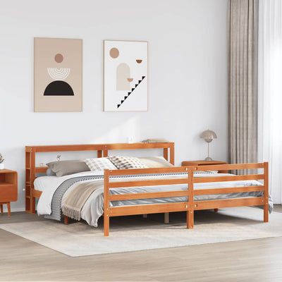 Sängynrunko ilman patjaa vahanruskea 200x200 cm täysi mänty