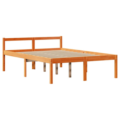 Sängynrunko päädyllä vahanruskea 120x200 cm täysi mänty