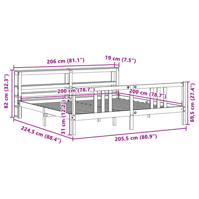 Valkoinen sängynrunko päädyllä Ama 200x200cm (mänty)