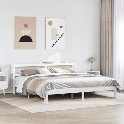 Sängynrunko päädyllä valkoinen 180x200 cm täysi mänty