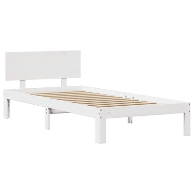 Sängynrunko päädyllä valkoinen 75x190 cm täysi mänty