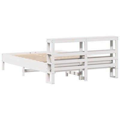 Sängynrunko ilman patjaa valkoinen 140x190 cm täysi mänty