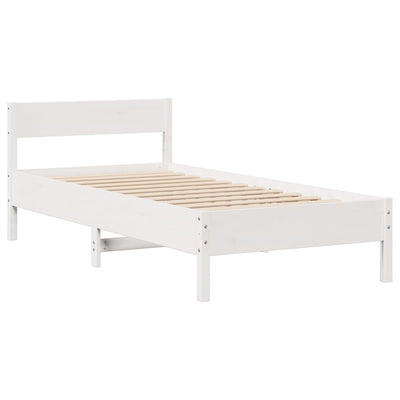 Sängynrunko ilman patjaa päädyllä 75x190 cm täysi mänty