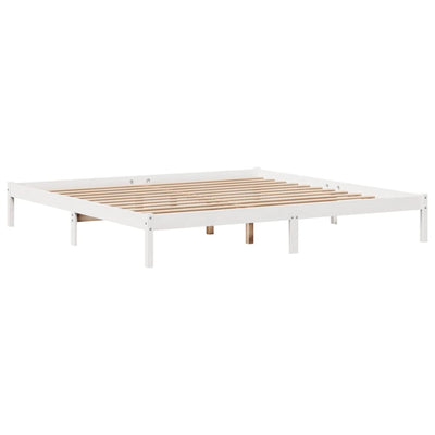 Sängynrunko ilman patjaa valkoinen 200x200 cm täysi mänty