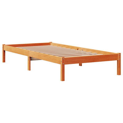 Sängynrunko päädyllä vaharuskea 75x190 cm täysi mänty