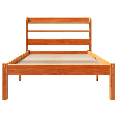Sängynrunko päädyllä vaharuskea 75x190 cm täysi mänty