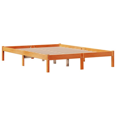 Sängynrunko päädyllä vahanruskea 135x190 cm täysi mänty