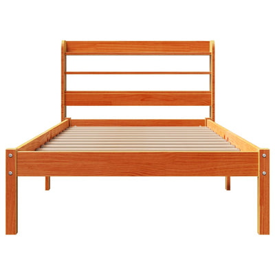 Sängynrunko päädyllä vahanruskea 100x200 cm täysi mänty