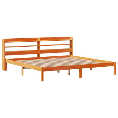 Sängynrunko päädyllä vahanruskea 200x200 cm täysi mänty