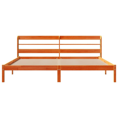 Sängynrunko päädyllä vahanruskea 200x200 cm täysi mänty
